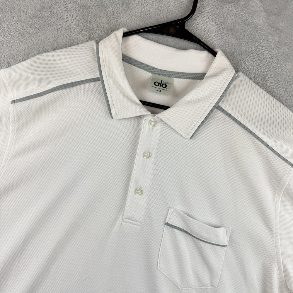 Alo Coolfit Polo Shirt Mens 2XL White Performance Golf Athletic Stretch
